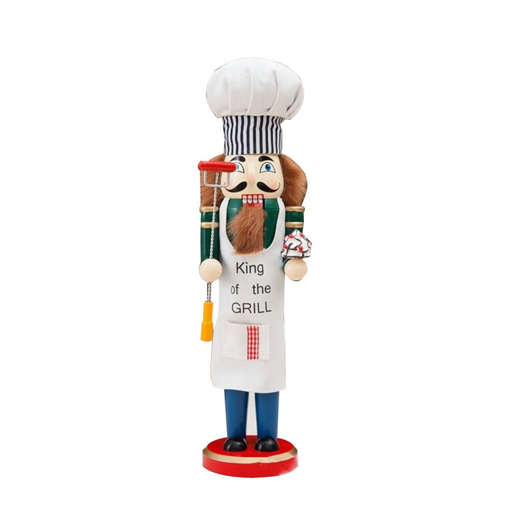 JAGTRADE 38cm Chef Nutcrackers Puppet Wood Hand Painted Christmas Soldier Figurine Ornaments Kitchen Home Decorations New Year