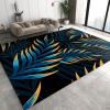 Abstract Chic Blue Yellow Green Palm Leaves Art Living Room Area Rug, Luxury Home Decor Entryway Rug, Non-Shedding Non Slip Low Pile Washable Soft Mat for Bedroom Hallway Office 6x9ft view 2