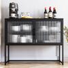 GAOMON Buffet Cabinet with Glass Doors, Sideboard with Adjustable Shelves, Freestanding Storage Cabinet for Kitchen, Living Room, Dining Room, Black view 1