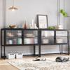 GAOMON Buffet Cabinet with Glass Doors, Sideboard with Adjustable Shelves, Freestanding Storage Cabinet for Kitchen, Living Room, Dining Room, Black view 3