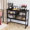 GAOMON Buffet Cabinet with Glass Doors, Sideboard with Adjustable Shelves, Freestanding Storage Cabinet for Kitchen, Living Room, Dining Room, Black view 4