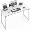 Huuger Computer Desk, 55 Inch Home Office Desk, Gaming Writing Work from Home Study Desk, Large Legroom, Sturdy Metal Frame, Modern Simple, White view 1