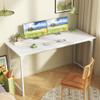 Huuger Computer Desk, 55 Inch Home Office Desk, Gaming Writing Work from Home Study Desk, Large Legroom, Sturdy Metal Frame, Modern Simple, White view 2