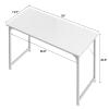 Huuger Computer Desk, 55 Inch Home Office Desk, Gaming Writing Work from Home Study Desk, Large Legroom, Sturdy Metal Frame, Modern Simple, White view 3