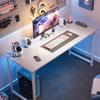 Huuger Computer Desk, 55 Inch Home Office Desk, Gaming Writing Work from Home Study Desk, Large Legroom, Sturdy Metal Frame, Modern Simple, White view 4