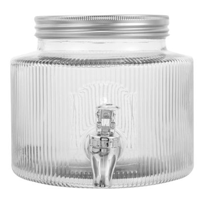 Zerodeko Glass Beverage Dispenser with Tap Stylish Fruit Tea Juice Container for Parties Capacity Sealed Jar for Events and Gatherings