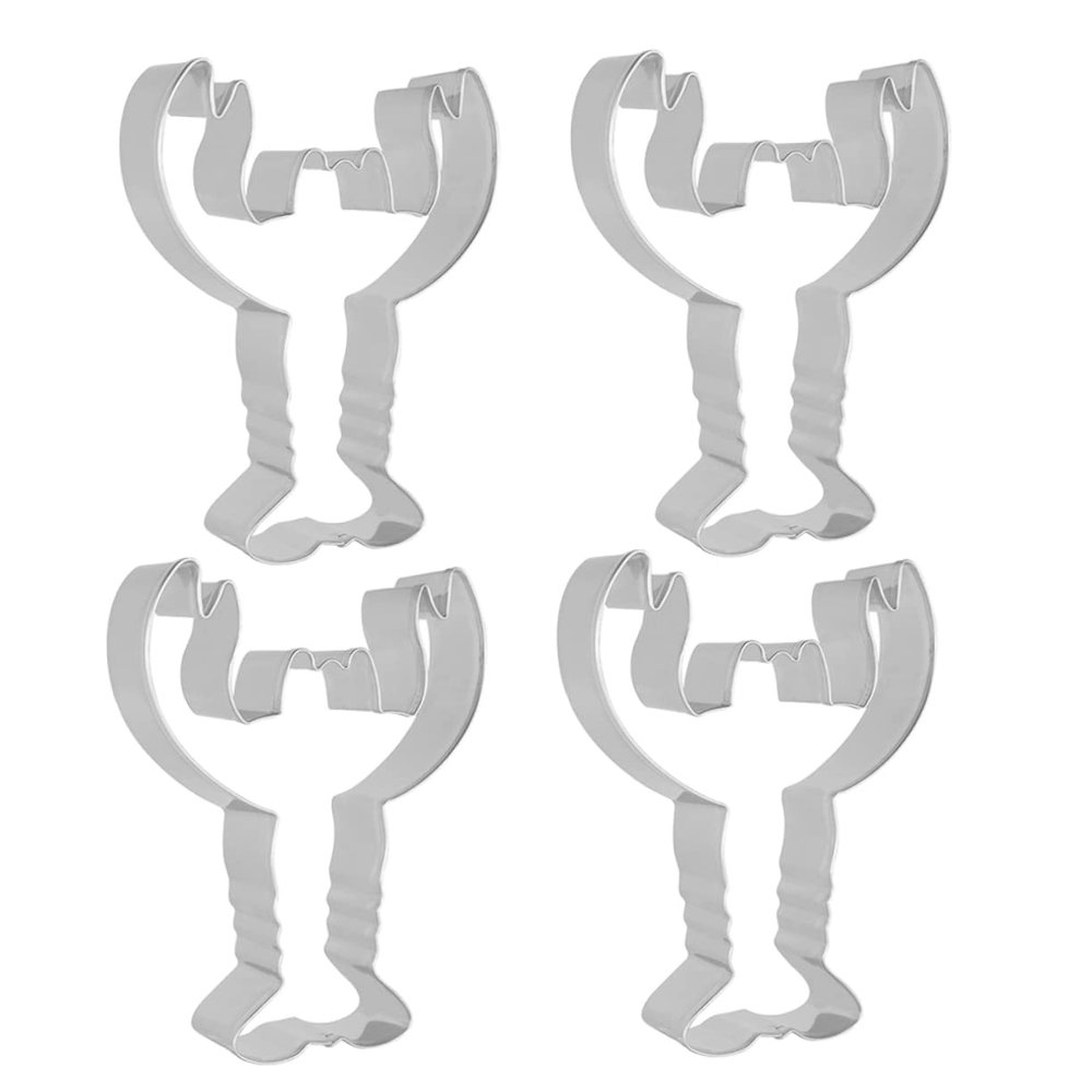 Ciieeo Stainless Steel Lobster Cookie Molds 4pcs Animal Cookie Cutters Baking Molds for Diy Baking