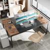 Huuger 78.7 Inch Office Computer Desk with Storage, Writing Work Desk for Home Office, Study, Gaming, Long Simple Desk, Large Legroom, Metal Frame, Rustic Brown and Black view 2
