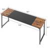 Huuger 78.7 Inch Office Computer Desk with Storage, Writing Work Desk for Home Office, Study, Gaming, Long Simple Desk, Large Legroom, Metal Frame, Rustic Brown and Black view 3