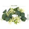 Alipis Artificial Eucalyptus Wreath Candle Rings: 2Pcs Simulation Eucalyptus Leaves Wreaths Candle Rings Tabletop Decor for Home Wedding Easter 3Inch Center view 2