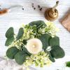 Alipis Artificial Eucalyptus Wreath Candle Rings: 2Pcs Simulation Eucalyptus Leaves Wreaths Candle Rings Tabletop Decor for Home Wedding Easter 3Inch Center view 4