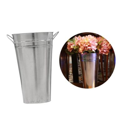 ABOOFAN 2pcs Galvanized Metal Flower Pot Buckets for Crafts and Floral Arrangements for Weddings Parties and Home Decor Tinplate Design