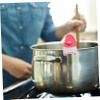 MAGICLULU 4pcs Stainless Steel Spoon Rest Clip - Pot Holder -scald Rubber Kitchen Gadget for Spatulas and Utensils Compact Red Design view 3