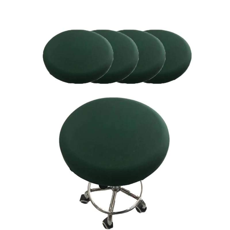 KaDdu 4-Pack Printed Round Bar Stool Cushion Covers, Anti-Slip Bar Stool Seat Covers with Elastic Strap 9-13in Emerald