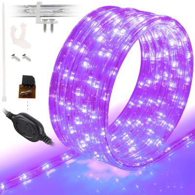 WYZworks 576LEDs 50ft LED Outside Rope Lights, Outdoor ETL Certified Waterproof Permanent 360 Degree Light Emitting, Flexible Tube, Connectable, Christmas Palm Tree Exterior Landscape, Purple