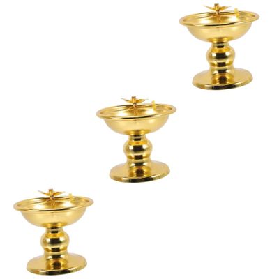 Amosfun 3pcs Vintage Kerosene Oil Lamp Decorative Butter Lamp for Buddha Worship Indoor Home Decoration Temple Offering Light Lightweight and Portable