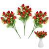 Amosfun Artificial Strawberry Branch Decor 15 Pcs Faux Strawberry Stems with PVC for Home Kitchen Wedding Party Decoration 10.62X8.26X1.77 Inches Each view 1