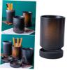 Ciieeo Ceramic Chopsticks Holder with Drain Kitchen Utensil Organizer for Spoons and Forks Stylish Black Design for Home and Restaurant Use Housewarming view 2