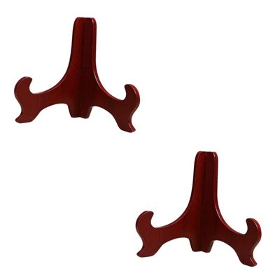 Ciieeo 2pcs Dark Red Wooden Photo Frame Holder Retro Plate Bracket for Desktop Display Modern Minimalist Design for Photos Books and Decorative Plates for Home
