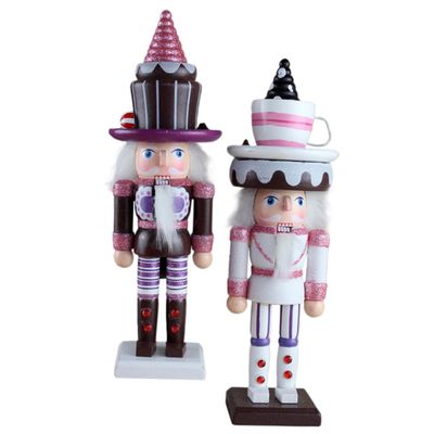 Cabilock 2pcs Walnut Soldier Puppet Nutcracker Ornament Classic Xmas Wood Puppet Random Color