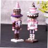 Cabilock 2pcs Walnut Soldier Puppet Nutcracker Ornament Classic Xmas Wood Puppet Random Color view 2