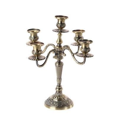 European Retro Candlelight Dinner Ornaments Metal Candlestick Stand 3-Candle Candelabras Candle Holder for Wedding Centerpiece Home Decoration (Color : H-H36cm)