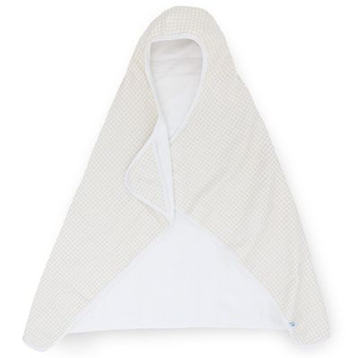 Little Unicorn Hooded Bath Towel | Absorbent Cotton & Terry Blend | Larger Size for Baby & Toddlers, 1-6 Years (Tan Gingham)