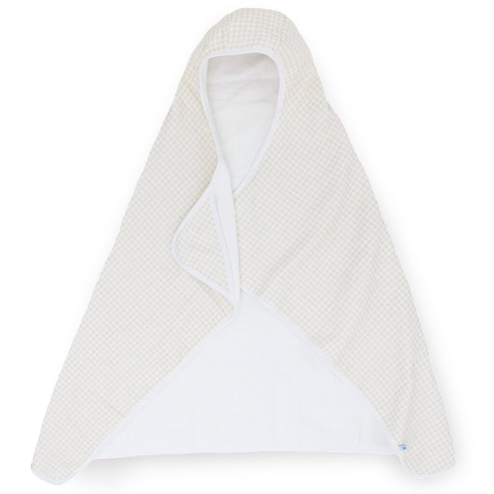 Little Unicorn Hooded Bath Towel | Absorbent Cotton & Terry Blend | Larger Size for Baby & Toddlers, 1-6 Years (Tan Gingham)