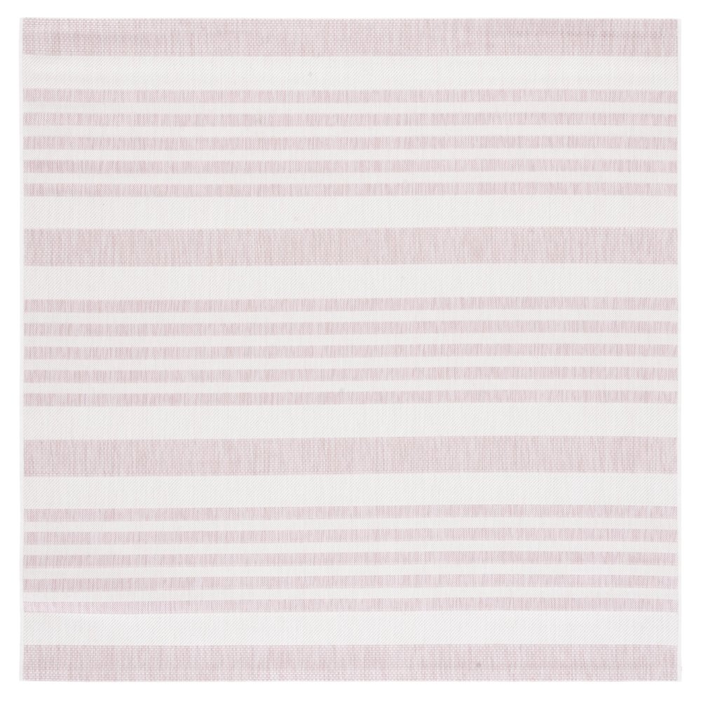 SAFAVIEH Washable Rug Outdoor Courtyard Collection - 6'7" Square, Ivory & Soft Pink, Non-Shedding & Easy Cleaning, Ideal for Patio, Backyard, Mudroom (CY8062-56212)