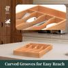 BEKVEM Bamboo Silverware Organizer, Kitchen Drawer Organizer, Utensil Holder, Cutlery Tray & Spoon Flatware Storage with Grooved Drawer Dividers (5 Slots, Natural) view 4