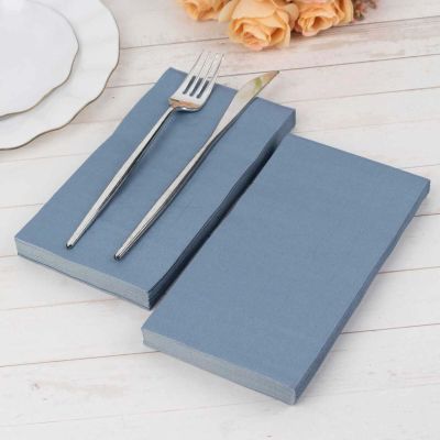 Efavormart 50 Pack | 2 Ply Soft Dusty Blue Dinner Party Paper Napkins, Wedding Reception Cocktail Beverage Napkins