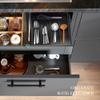 BEKVEM Bamboo Silverware Organizer, Kitchen Drawer Organizer, Utensil Holder, Cutlery Tray & Spoon Flatware Storage with Grooved Drawer Dividers (5 Slots, Black) view 3