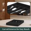 BEKVEM Bamboo Silverware Organizer, Kitchen Drawer Organizer, Utensil Holder, Cutlery Tray & Spoon Flatware Storage with Grooved Drawer Dividers (5 Slots, Black) view 4