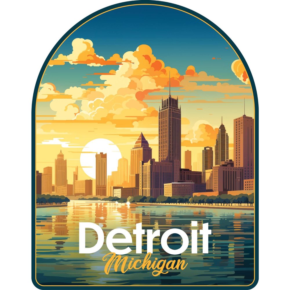 Detroit Michigan Design B Souvenir Die Cut Decorative Flat Magnet 2-Inch