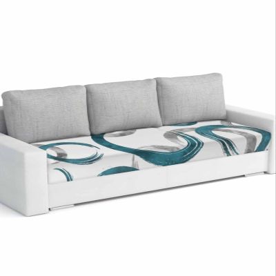 Geometric Teal Stretch Couch Sofa Cushion Covers,Sectional/Individual/L/T Shape Sofa Couch Slipcover Furniture Slip Cover with Elastic Bottom,Modern Abstract Painting Circles Gray L Size 1-PC