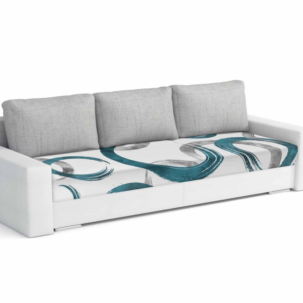 Geometric Teal Stretch Couch Sofa Cushion Covers,Sectional/Individual/L/T Shape Sofa Couch Slipcover Furniture Slip Cover with Elastic Bottom,Modern Abstract Painting Circles Gray L Size 1-PC