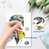 CRASPIRE 16 Sheets Sea Animal Wall Stickers Seahorse Turtle Octopus Whale Conch Coral Stickers Fish Window Stickers PVC Waterproof Self Adhesive Wall Decals Removable for Window Decor Clings view 3
