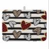 Valentine's Day Dish Drying Mat for Kitchen Counter, Absorbent Reversible Dish Drainer Rack Mats for Coffee Bar Mats 16''x18'' 1 PCS Black Stripes Leopard Plaid Hearts view 1
