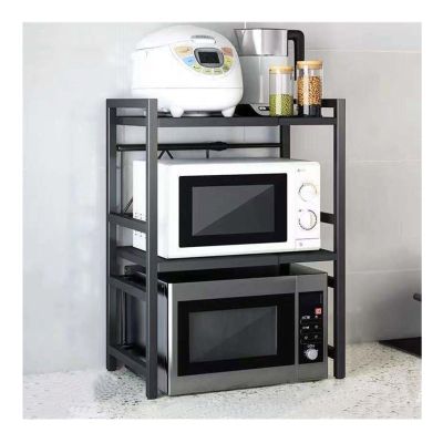 Extendable Microwave Oven Rack, Over Microwave Shelf Countertop, Kitchen Microwave Stand, Kitchen Supplies, Tableware Storage, Carbon Stainless Steel Counter Rice Cooker Stand