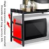 Extendable Microwave Oven Rack, Over Microwave Shelf Countertop, Kitchen Microwave Stand, Kitchen Supplies, Tableware Storage, Carbon Stainless Steel Counter Rice Cooker Stand view 2