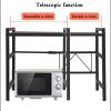 Extendable Microwave Oven Rack, Over Microwave Shelf Countertop, Kitchen Microwave Stand, Kitchen Supplies, Tableware Storage, Carbon Stainless Steel Counter Rice Cooker Stand view 3