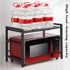 Extendable Microwave Oven Rack, Over Microwave Shelf Countertop, Kitchen Microwave Stand, Kitchen Supplies, Tableware Storage, Carbon Stainless Steel Counter Rice Cooker Stand view 4