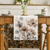 Artoid Mode Brown Poppy Floral Leaves Spring Table Runner, Seasonal Summer Kitchen Dining Table Decoration for Home Party Decor 13x48 Inch view 2
