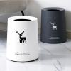 kliky Nordic Round Clamshell Trash can Home Living Room Bedroom Kitchen Bathroom Fawn with lid Paper Basket view 3