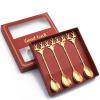 Spoons 4pcs Coffee Spoon Convenient Stirring Spoon Lightweight Stainless Steel Cake Dessert Fruit ice Cream Spoon (Color : Gold, Size : A) view 1