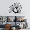 SIGNLEADER Metal Wall Clock Wall Art Decor, Artistic Ginkgo Leaf Wall Sculpture Clock Silent Battery Operated Hangings Home Decoration for Living Room, Bedroom, Kitchen, Bathroom - 30" Black view 1