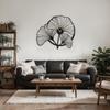 SIGNLEADER Metal Wall Clock Wall Art Decor, Artistic Ginkgo Leaf Wall Sculpture Clock Silent Battery Operated Hangings Home Decoration for Living Room, Bedroom, Kitchen, Bathroom - 30" Black view 2