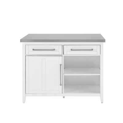 Ergode,"Silvia Kitchen Island: Versatile Storage, Workspace, and Dining Area | Timeless Design with Full-Extension Drawers and Spacious Cabinet | Stainless Steel Top