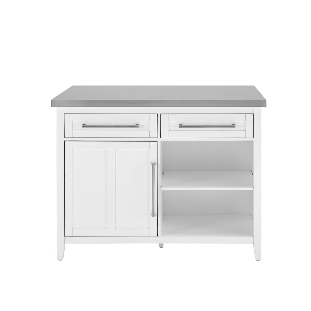 Ergode,"Silvia Kitchen Island: Versatile Storage, Workspace, and Dining Area | Timeless Design with Full-Extension Drawers and Spacious Cabinet | Stainless Steel Top
