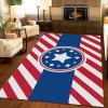 7x10 Large Area Rugs American Disc Stars Area Rug for Living Room, Red Striped Flag Lovers Modern Rug with Double Sided Carpet Tape for Bedroom Men Room Decor view 3
